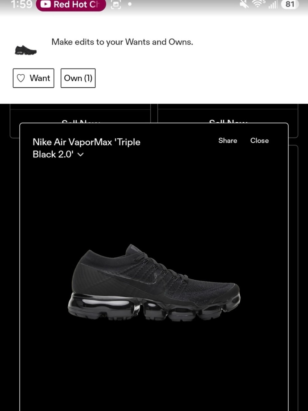 Nike VaporMax Triple Black Men's Triple Black 2.0 size 11 code 849558.